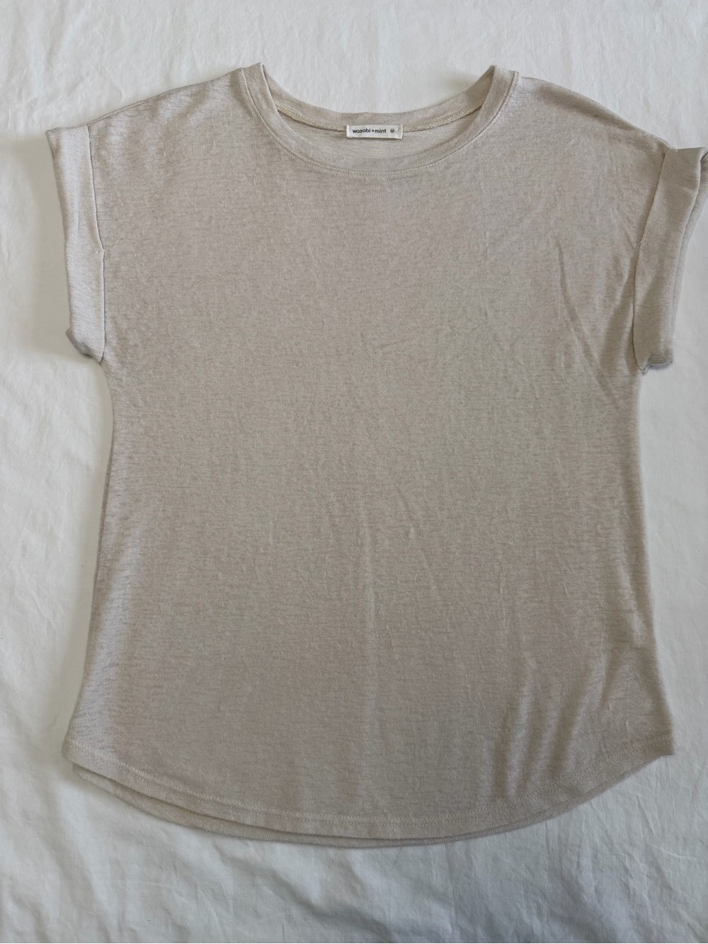 Women's Short Sleeve Crew Neck Tee in Light Beige